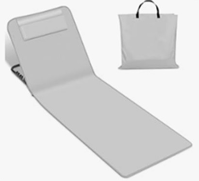 Strandliege mit Kissen, klappbar, grau