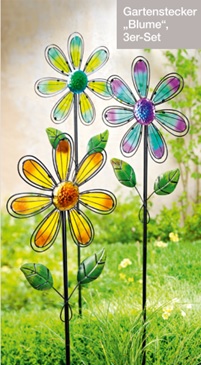 Gartenstecker Blumen 3er Set