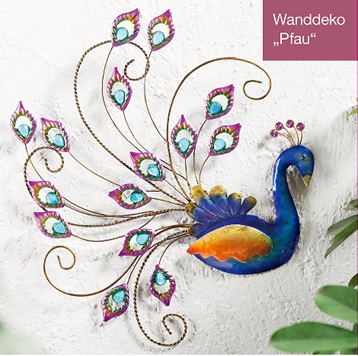 Metall Wanddeko Pfau
