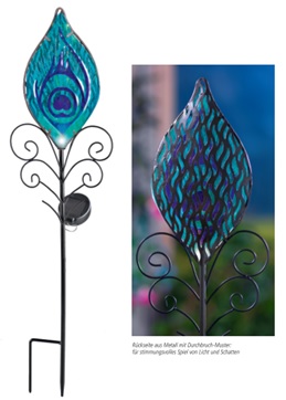 LED Solar Gartenstecker Pfaufeder