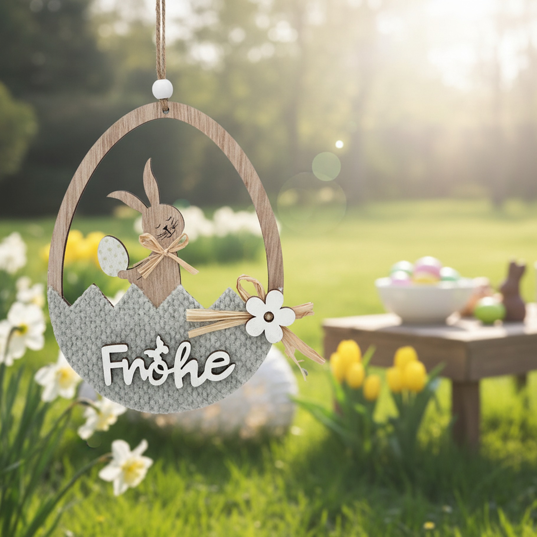 Osterei zum Hängen aus Holz