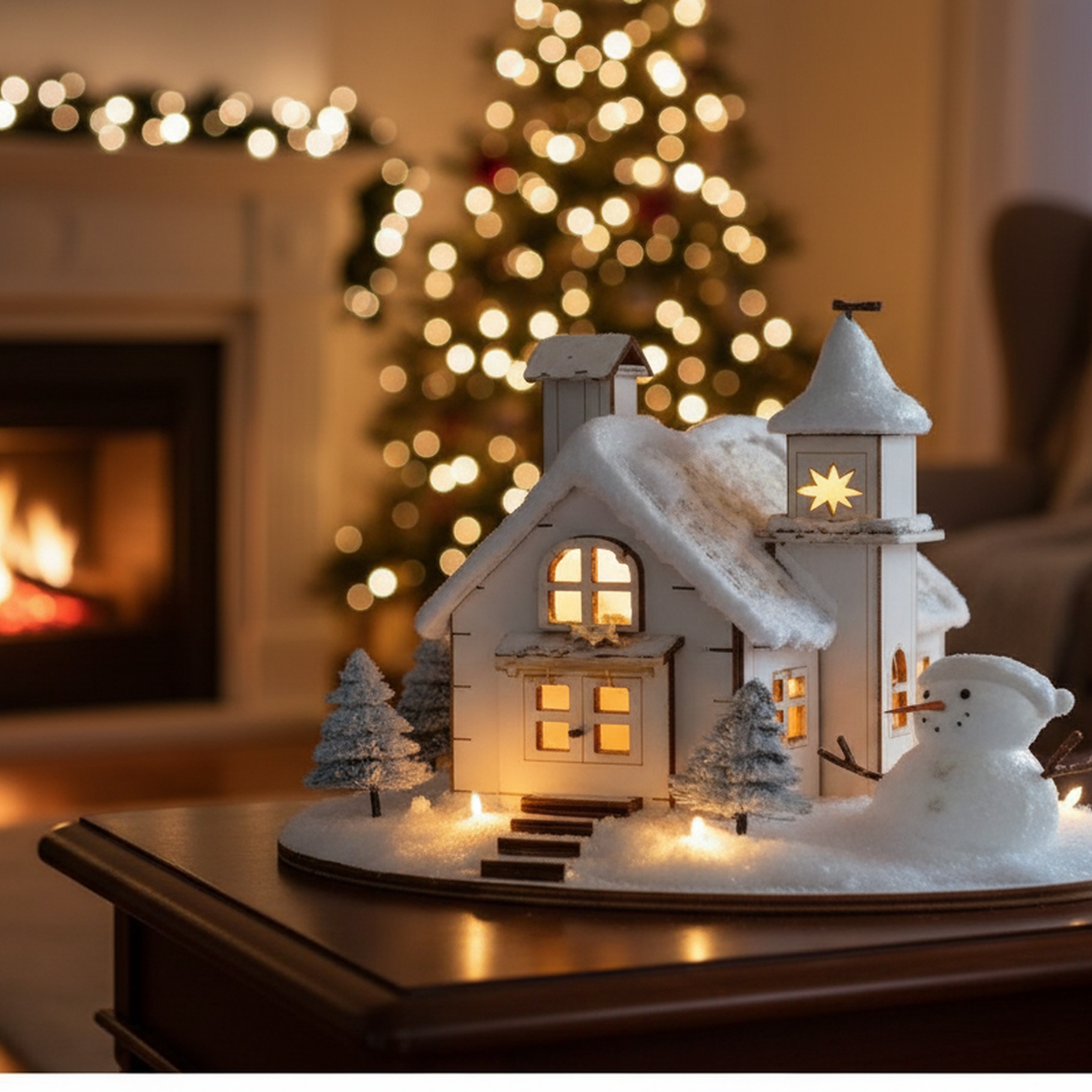 Weihnachtsstadt mit 6 warm weißen LED