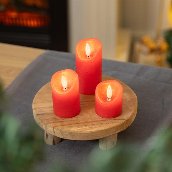 3er Set LED Kerzen Rot