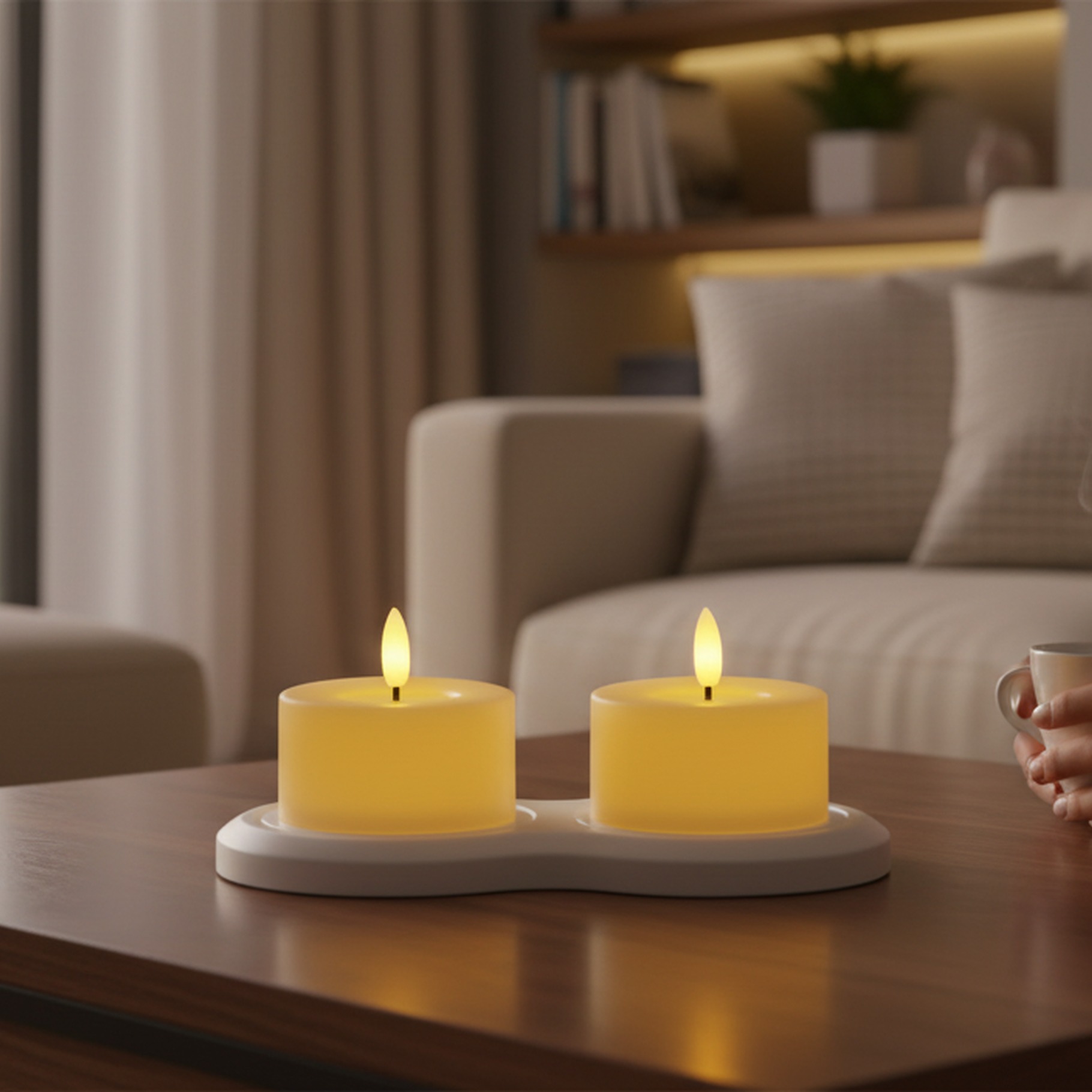 Wiederaufladbare LED Teelichte, 2er Set