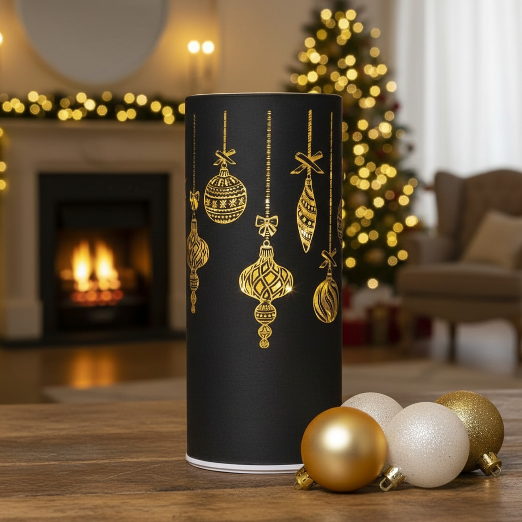 Rotierendes Windlicht mit Wintermotiv