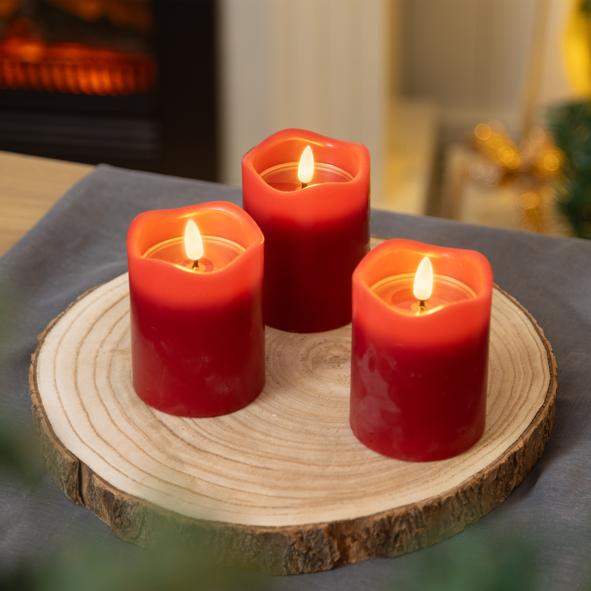 3er Set flammenlose LED Kerzen