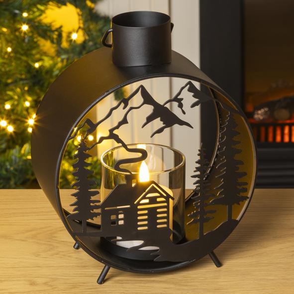 Kerzenhalter mit Weihnachtskulisse