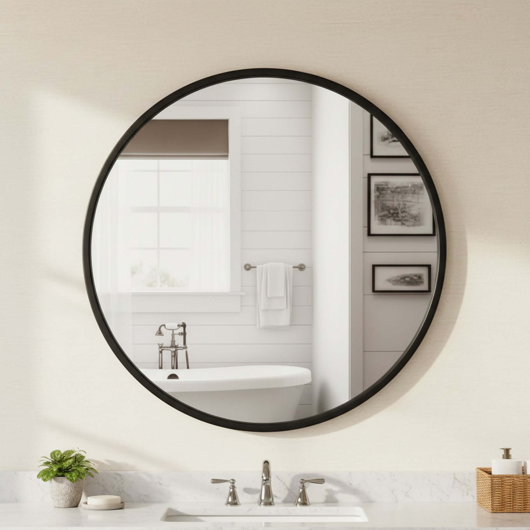 Spiegel, Flach, Rahmen, 40cm