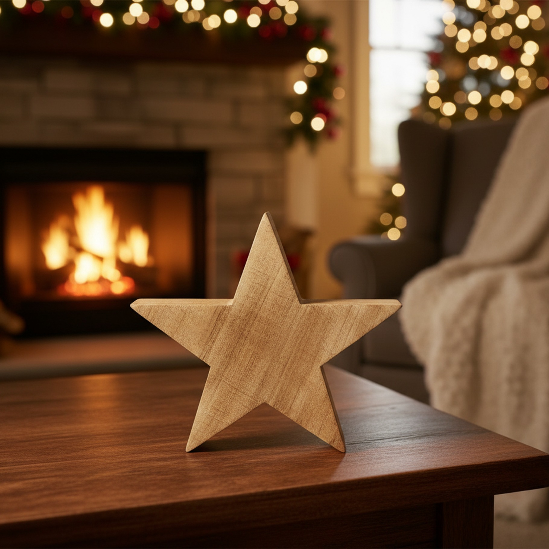 Deko Holzstern, fünfzackig