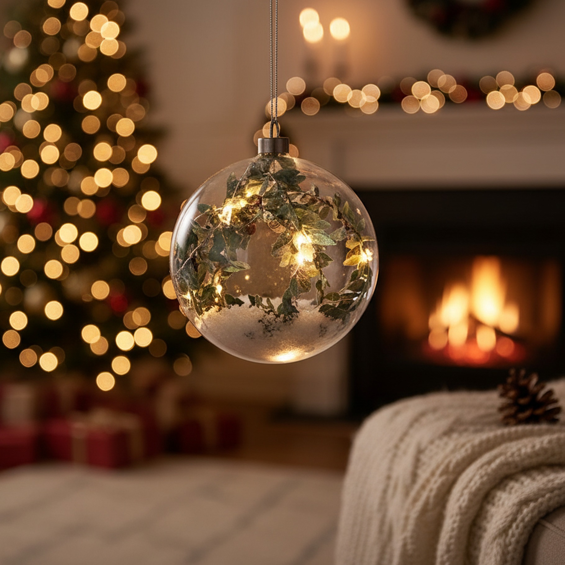 Glaskugel mit Warm-weißen LEDs