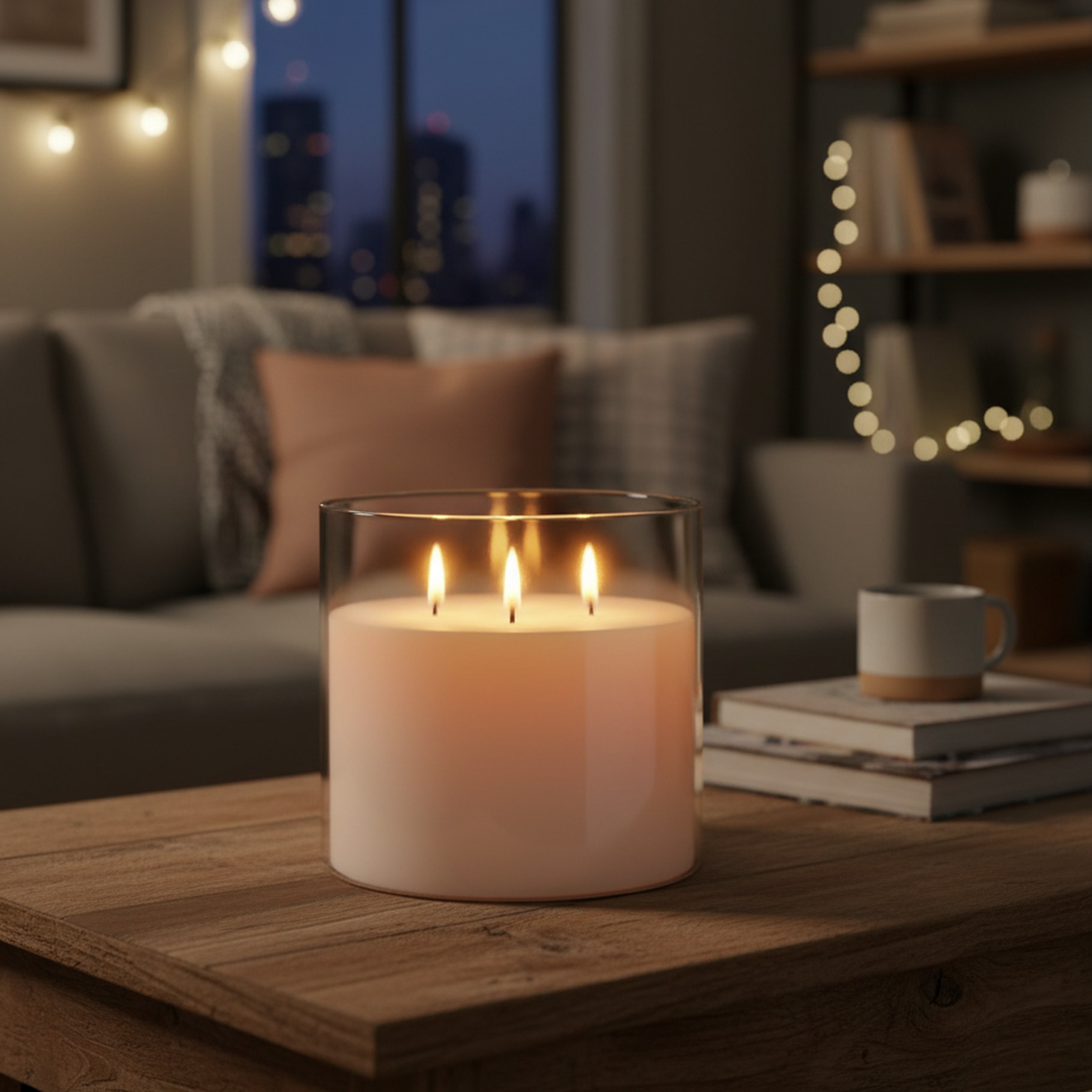 LED Kerze mit drei flackernden Flammen