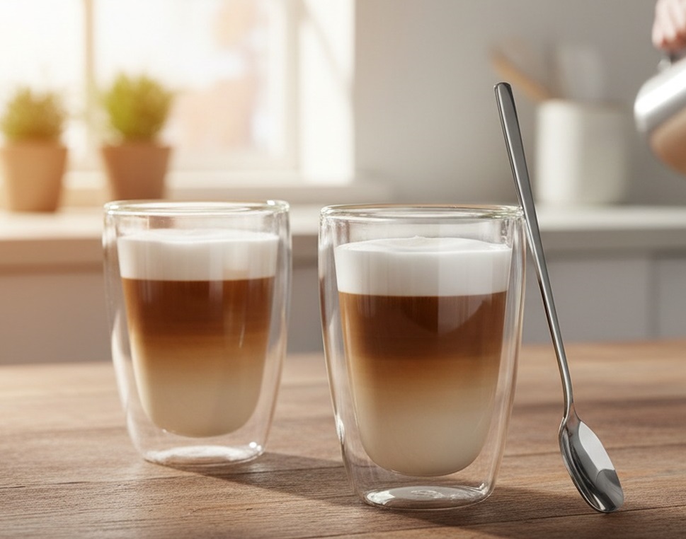 Latte Macchiato Glas mit Löffel 4er Set