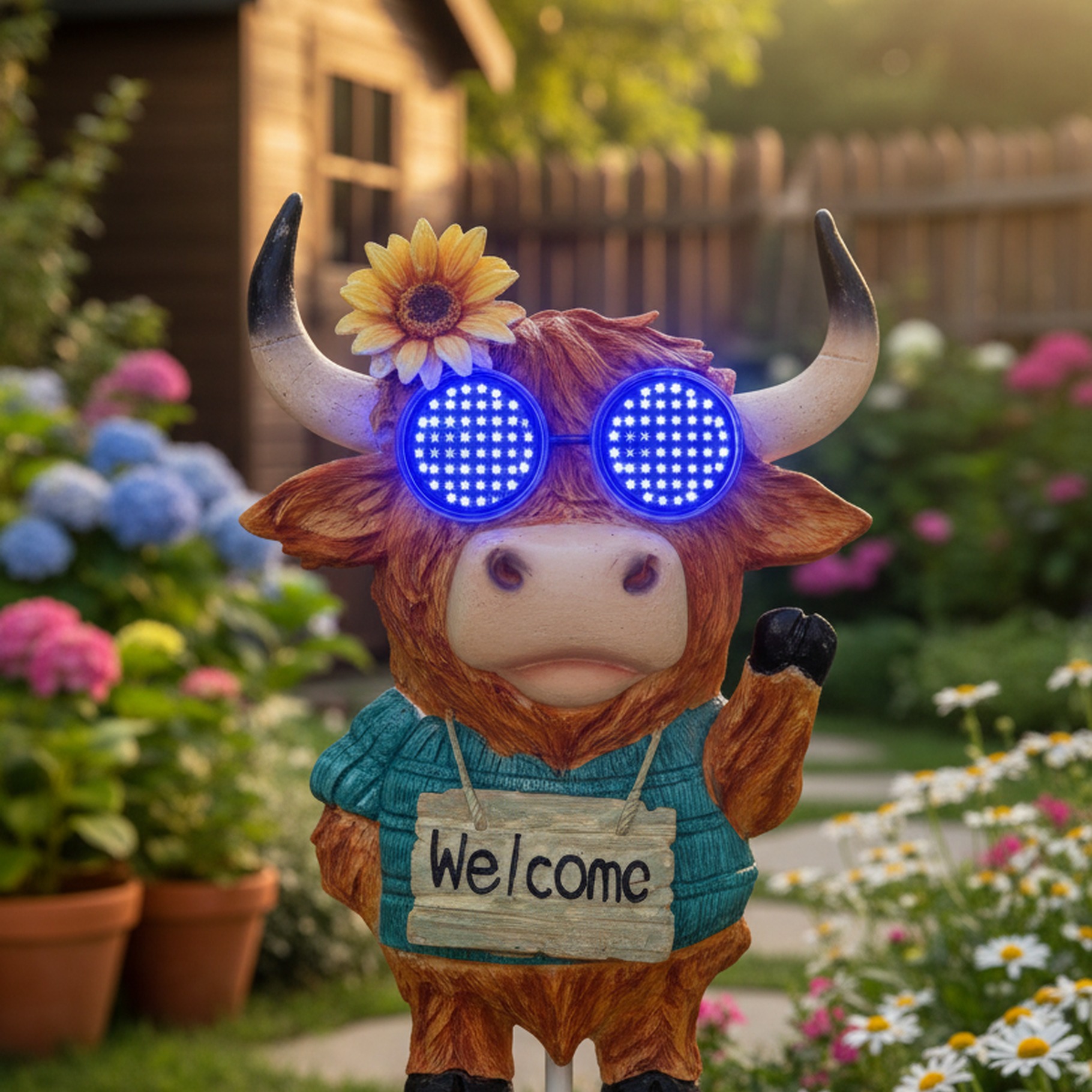Solar Gartenstecker im Kuh Design