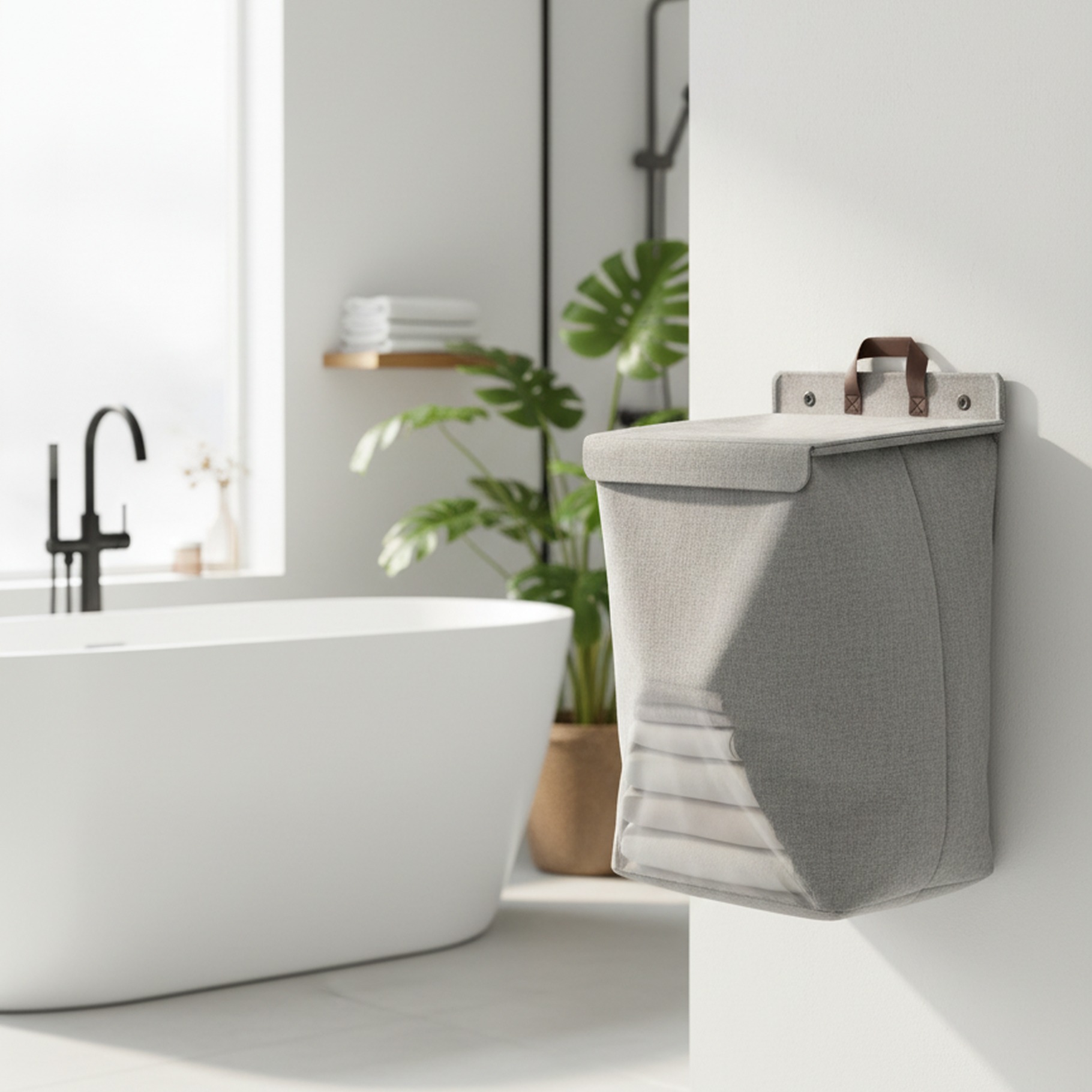 Wand-Wäschekorb mit Deckel