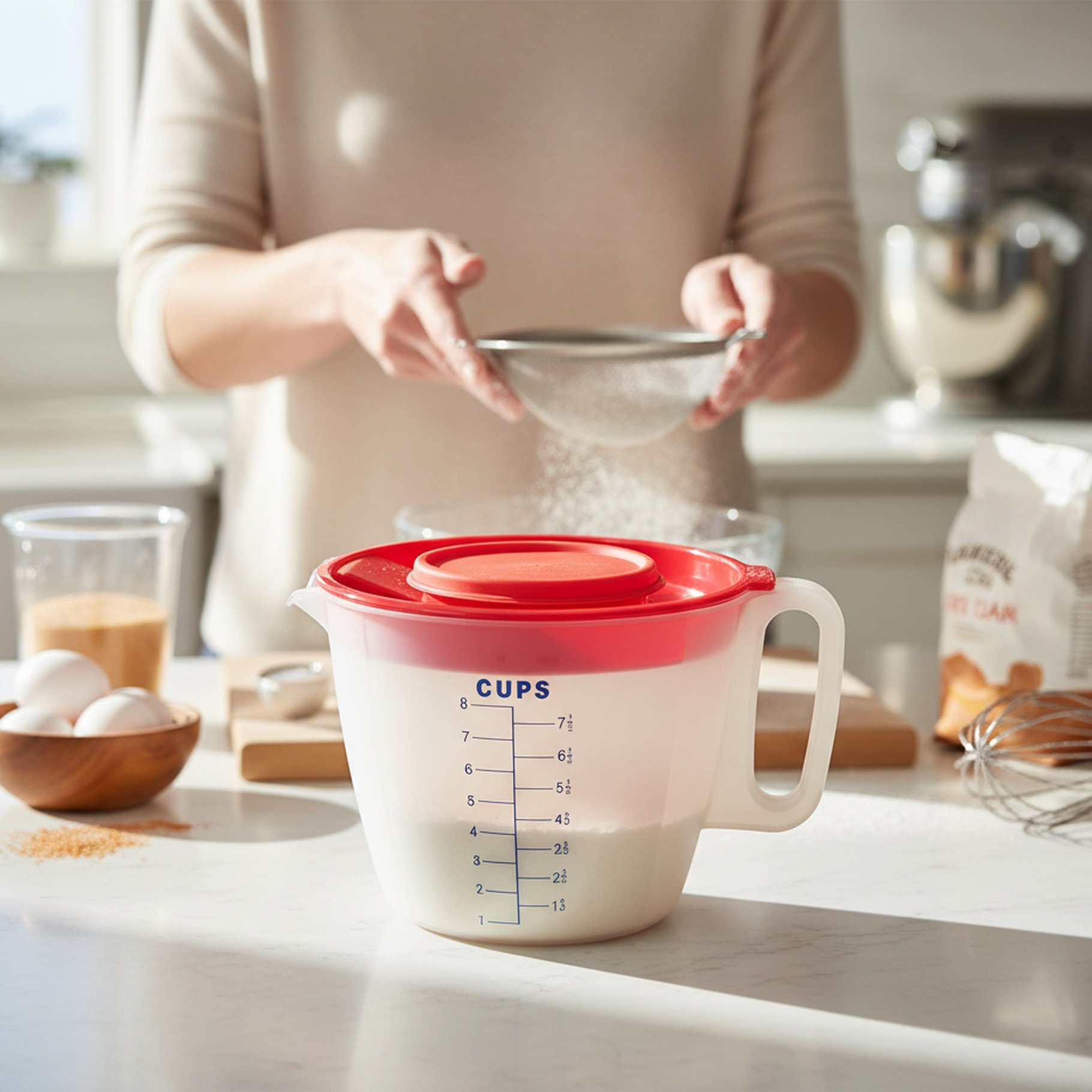 Messbecher mit Spritzschutz