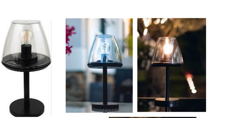 LED Solar Tischleuchte mit Glühbirne