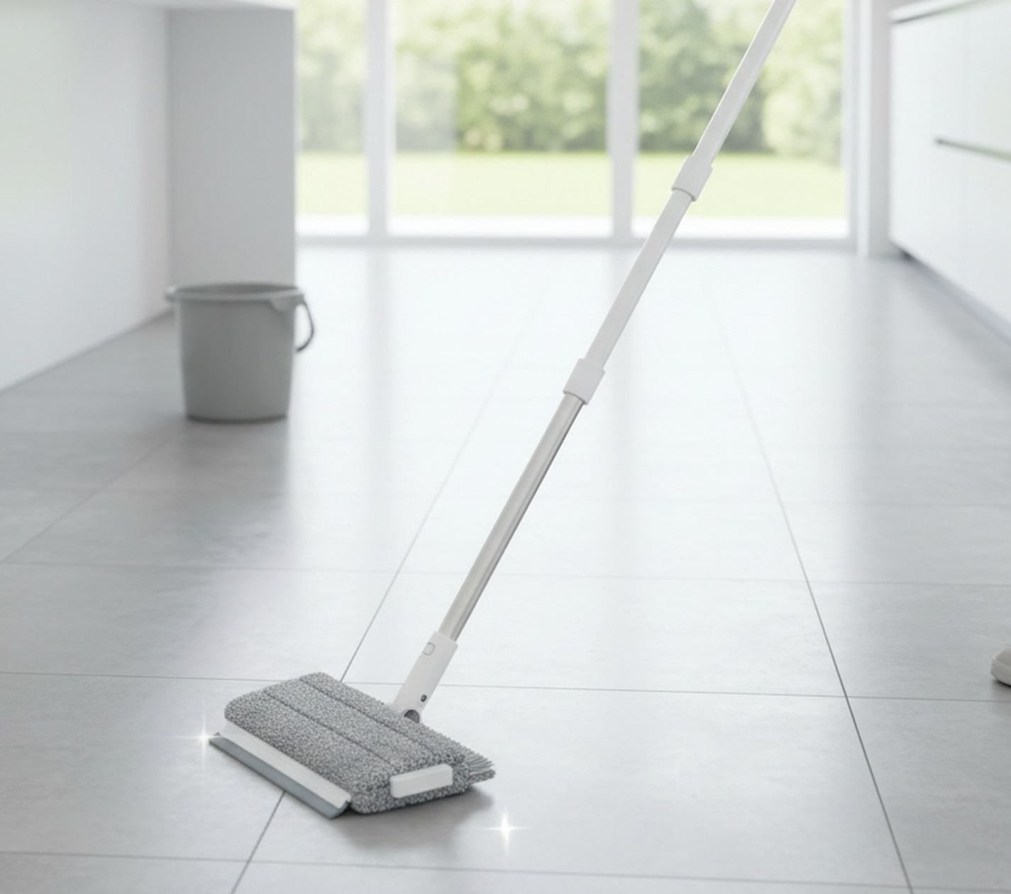 2 in 1 Wischmop mit Teleskopstiel, mit Abzieher