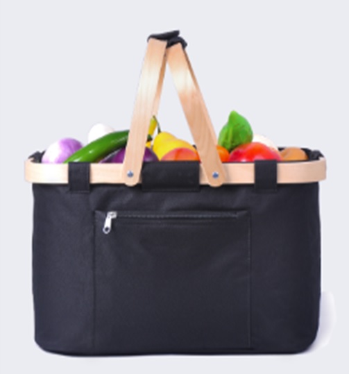 Einkaufskorb, mit 2 Holzgriffen