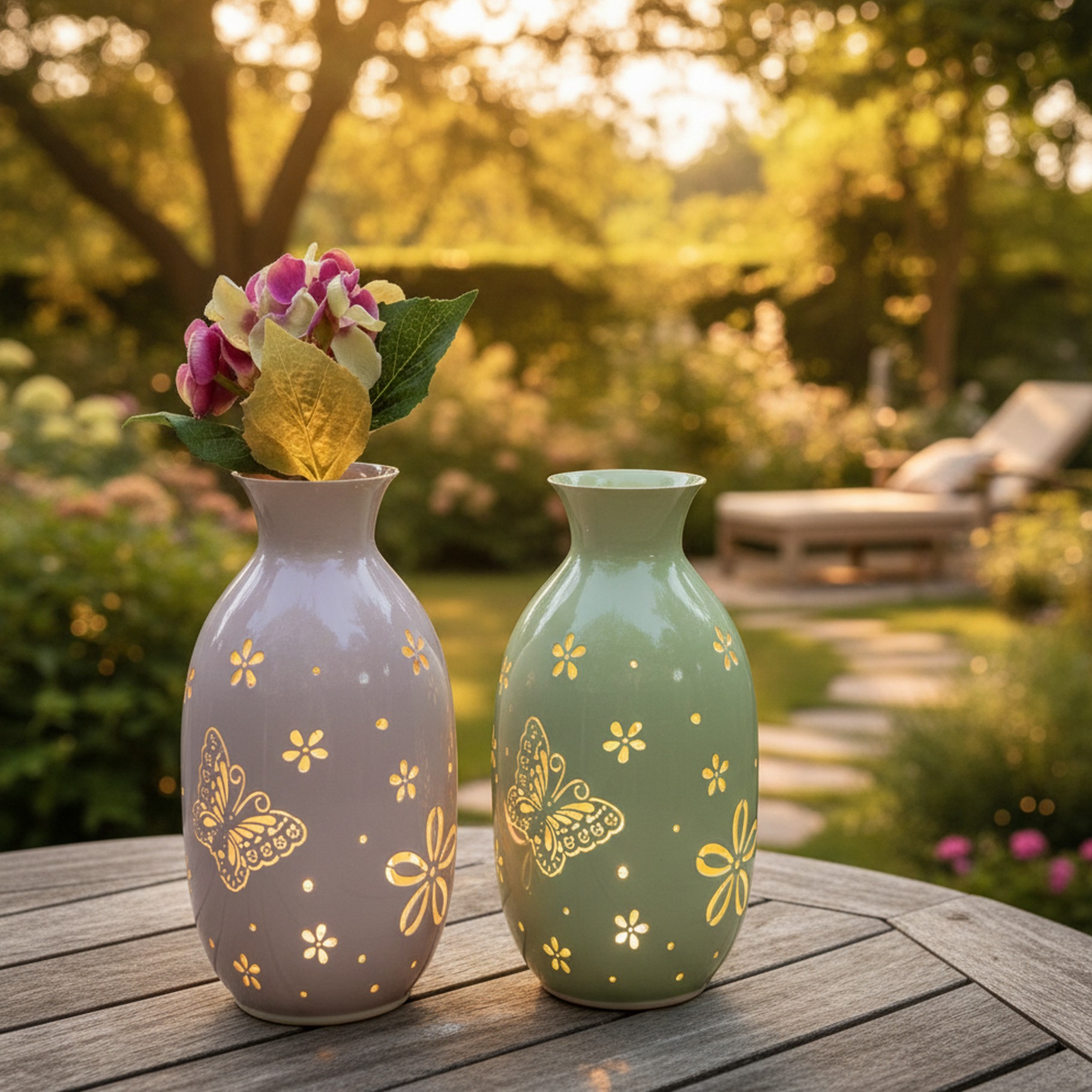 LED Flaschenlicht mit Schmetterlingsdesign