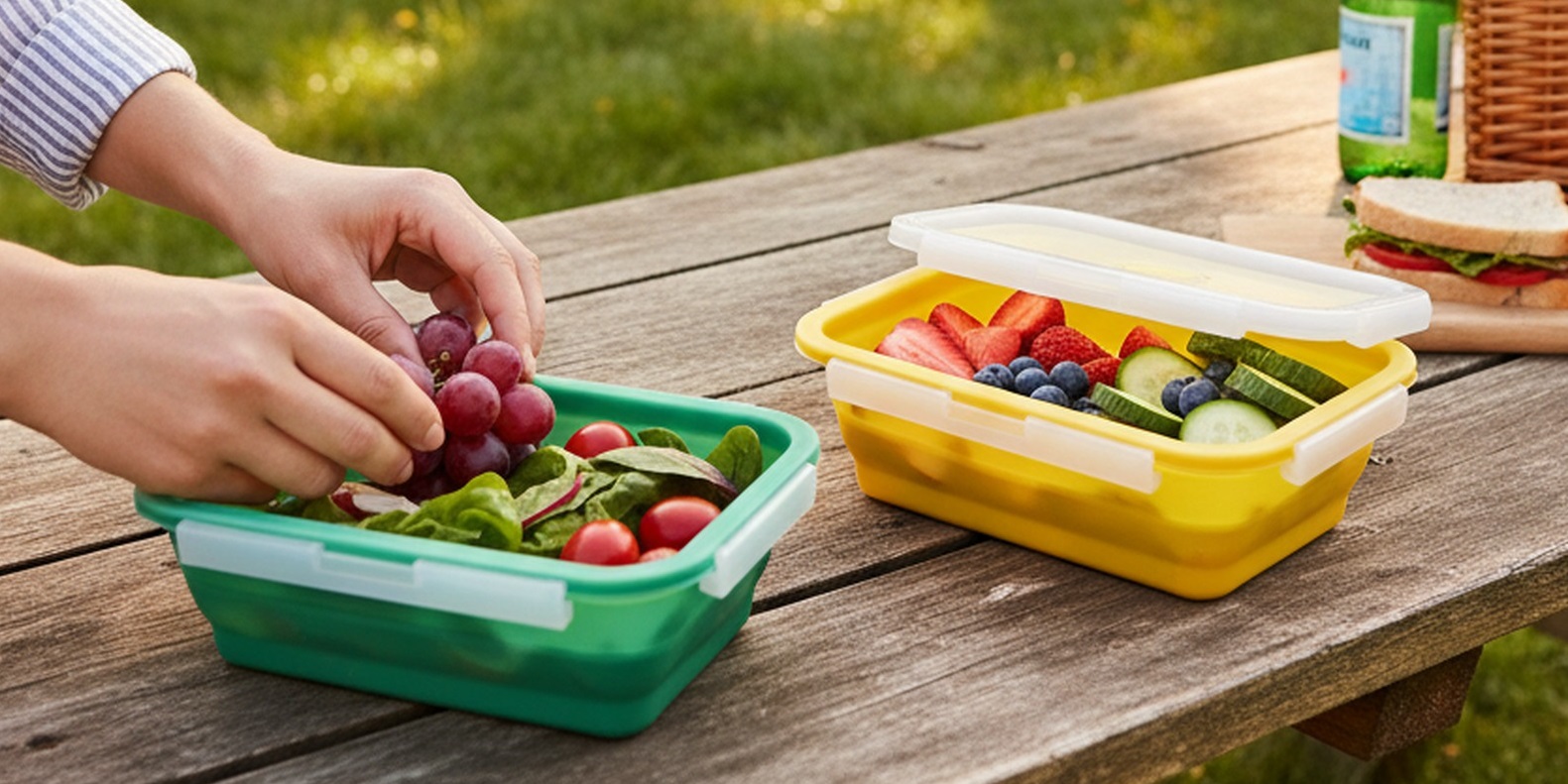 Silikon-Lunchboxset 2er Set, faltbar