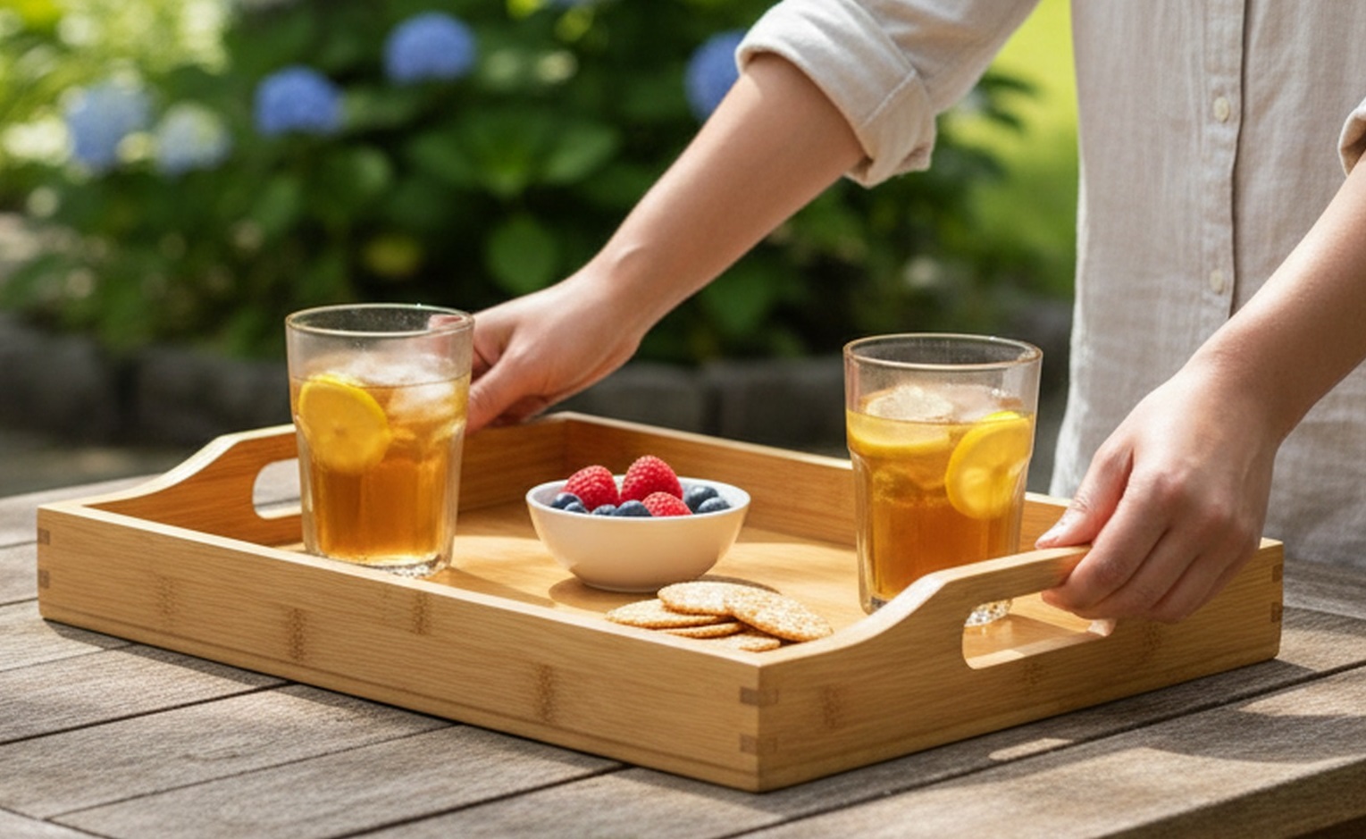 Bambustablett ca. 45 x 30 x 5,5cm