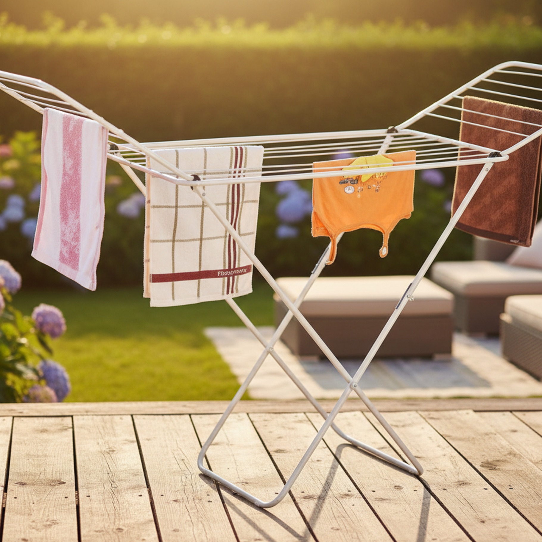 Flügelwäscheständer mit Sicherheitsring, schwarz