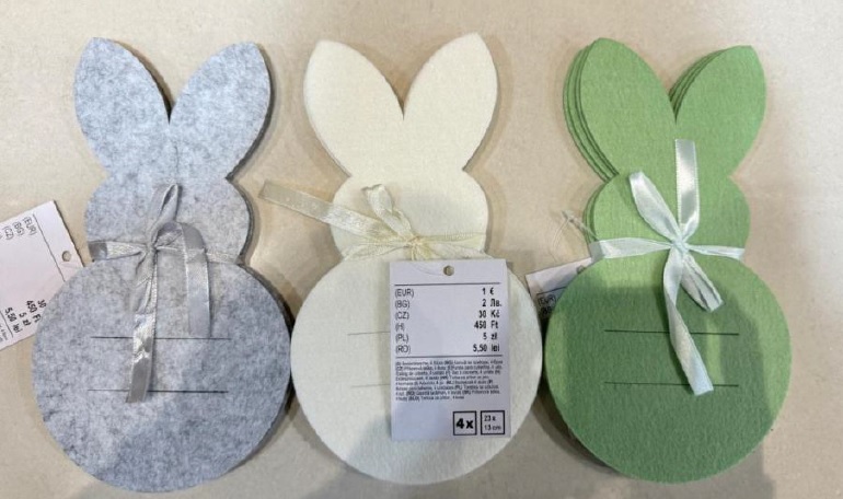 Osterbestecktasche aus Filz Hasendesign 4er Set