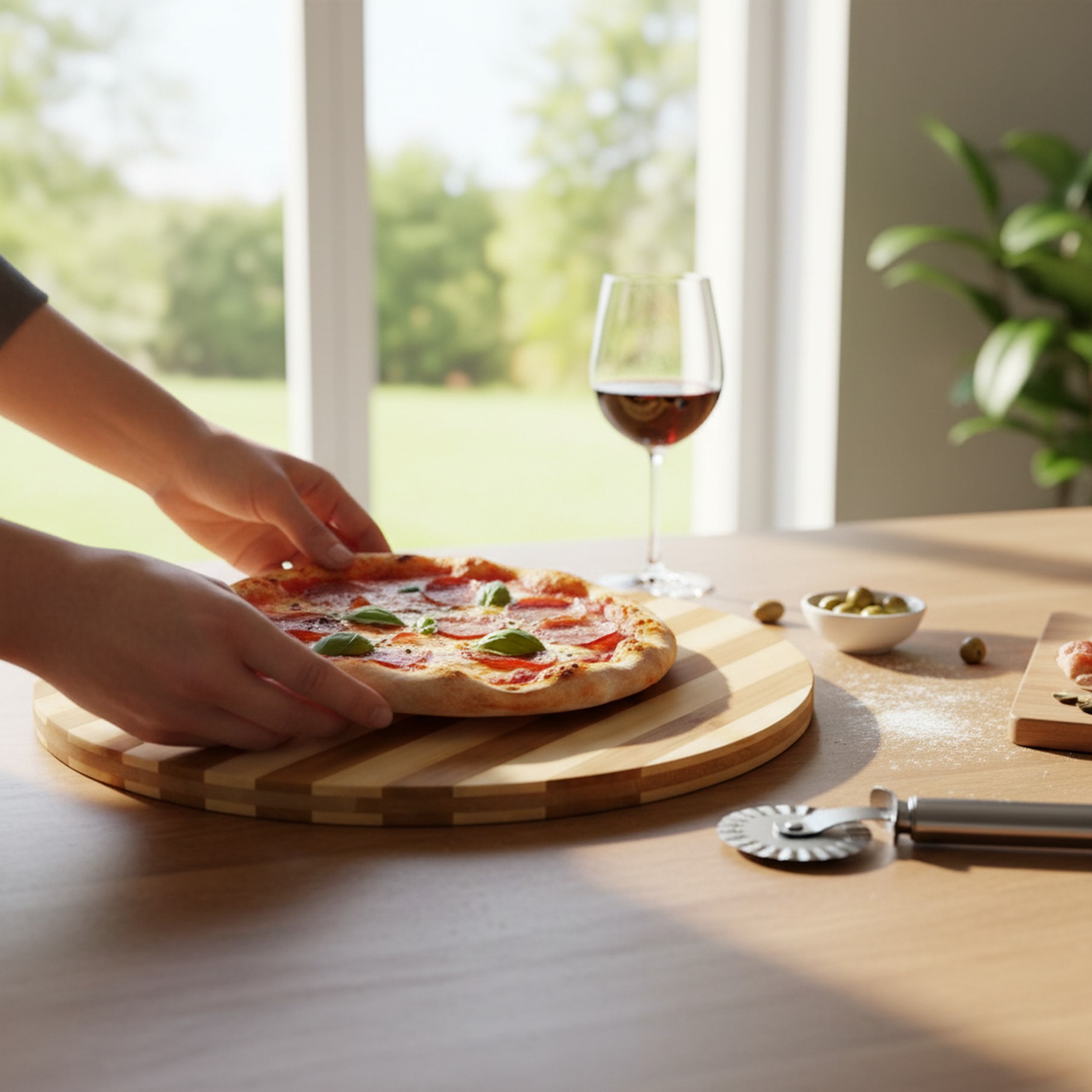 Schneidebrett aus Bambus, rund