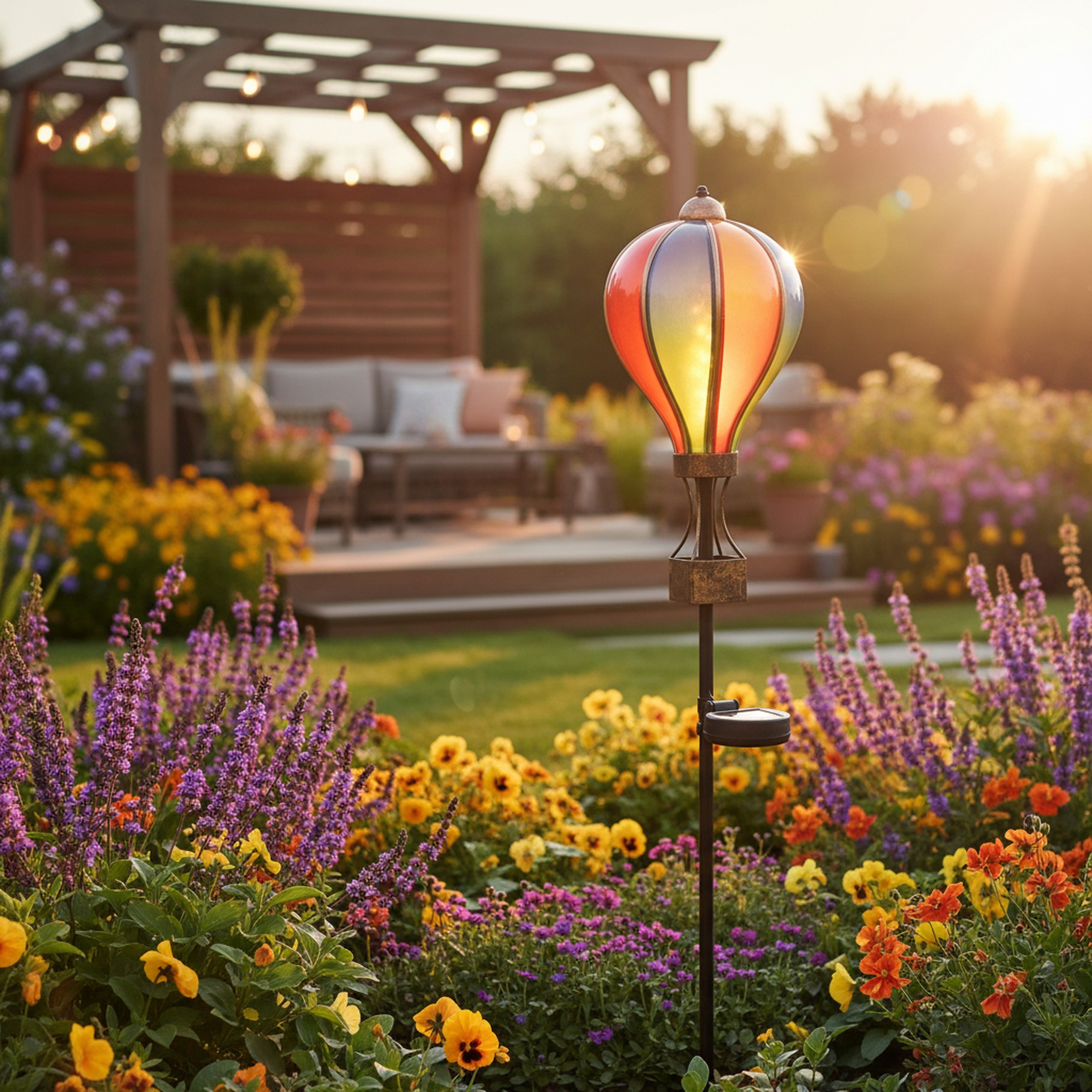 Solar Gartenstecker im Heißluftballon Design
