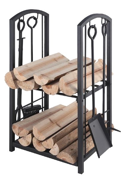 Kaminholzablage aus Stahl