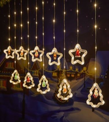 LED Vorhang mit Weihnachtsmotiven