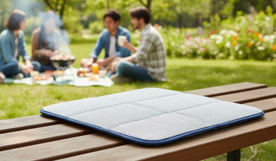 Isoliertes Sitzkissen, silber, mit Aluminiumfolie