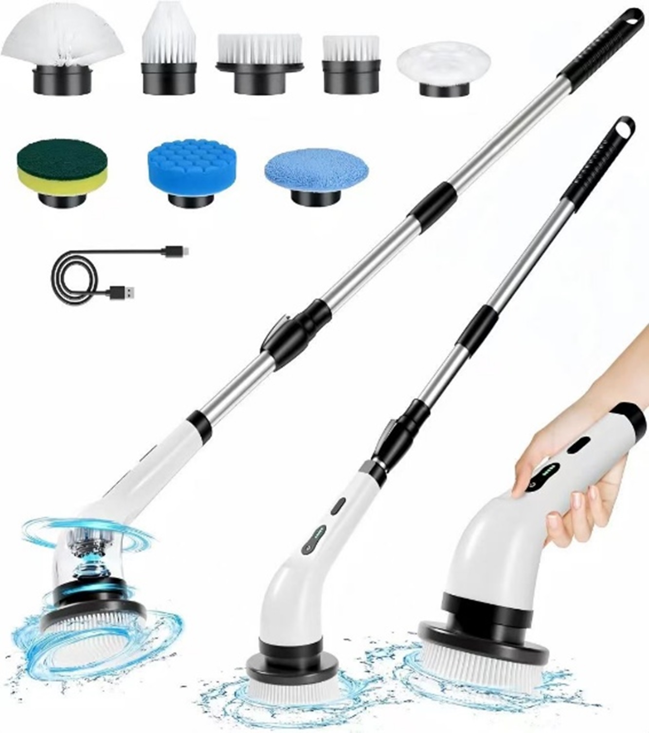 Elektrische Reinigungsbürste, mit Teleskopgriff