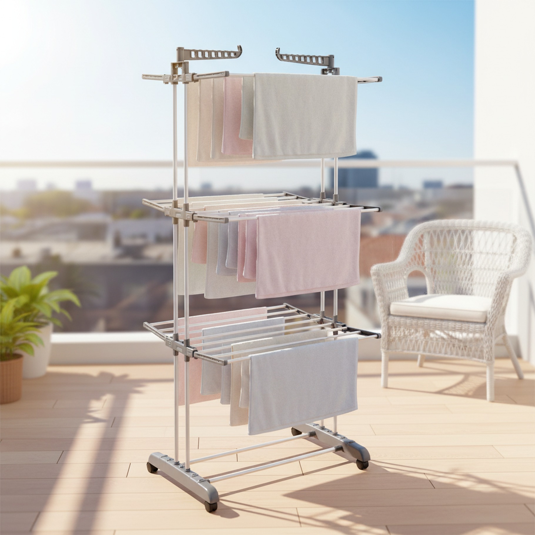 Wäscheturm, mit drei Ebenen