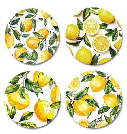 Untersetzer Zitrone, 4er Set, ca. Ø 10cm
