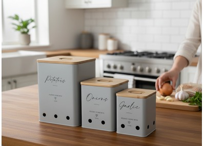 Mischkarton Vorratsdosen aus Metall, 2 Sets, grau