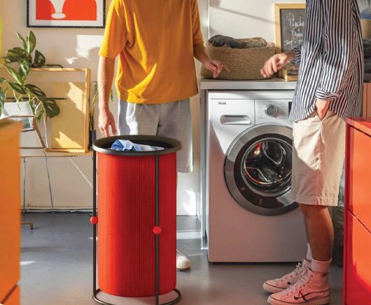 Wäschekorb, ca. Ø39,5cm, rot