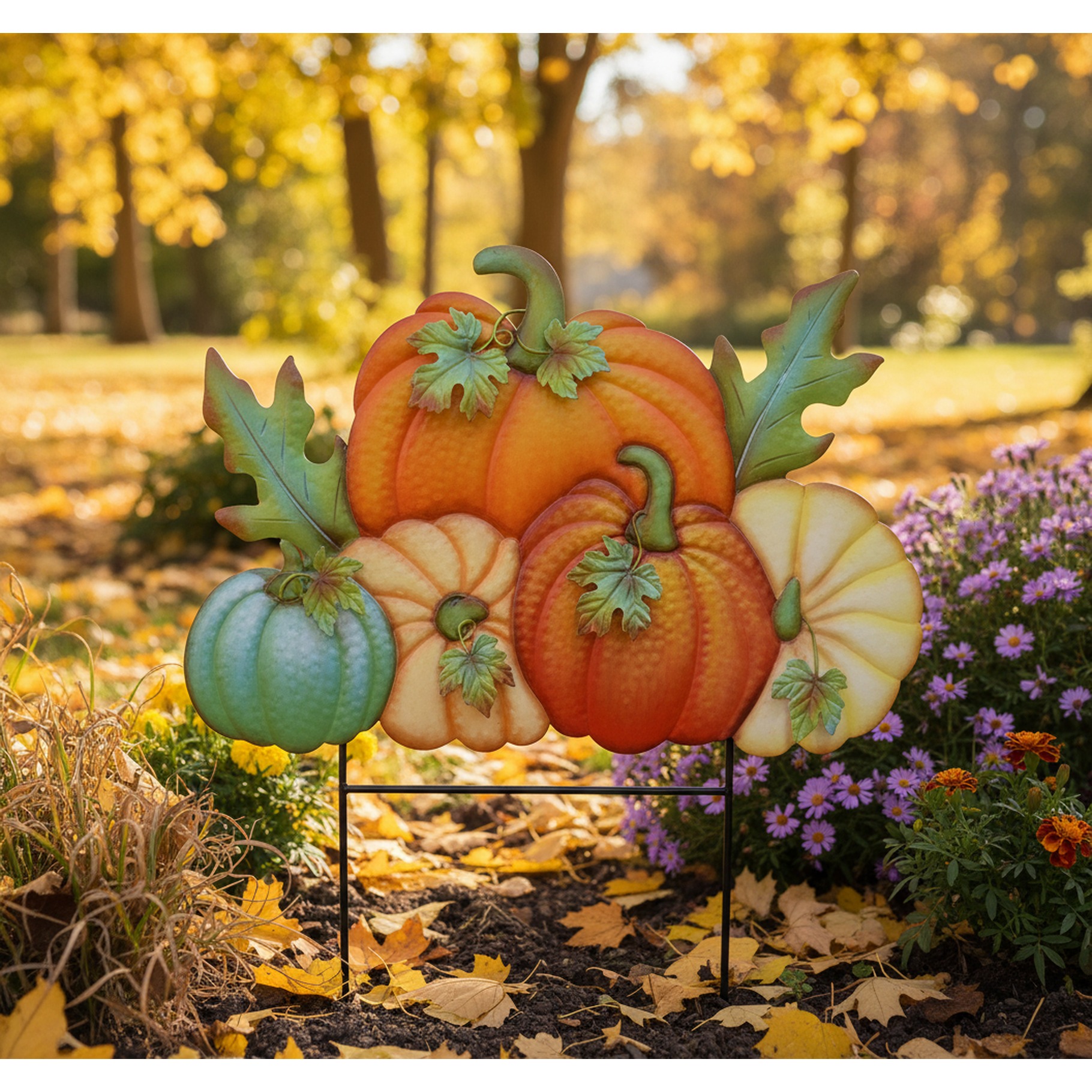 Metall Kürbis Gartenstecker