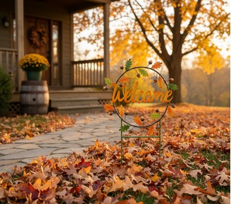 Gartenstecker Herbst "Welcome" aus Metall