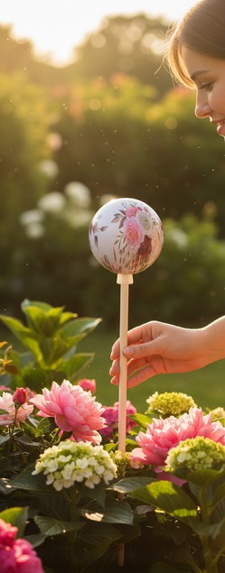 Keramik Kugel Gartenstecker
