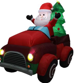 aufblasbarer Weihnachtsmann im Auto