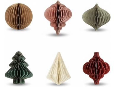 6er Set Waben-Dekorationskugeln