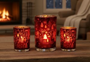 3er Set Kerzenhalter aus Glas