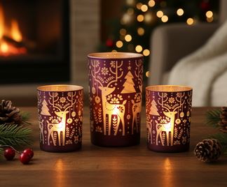 3er Set Kerzenhalter aus Glas