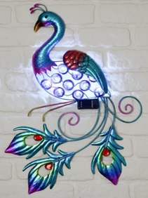 LED Solar Wandlicht als Pfau