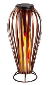 LED Solar Laterne mit Flammeneffekt – Metall im Bronzelook