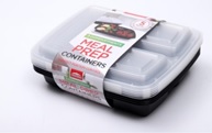 Meal-Prep Boxen, 5er Set, rechteckig  – mit 3 separaten Fächern je Box
