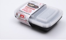 Meal-Prep Boxen, 5er Set, rechteckig  – mit 2 separaten Fächern je Box