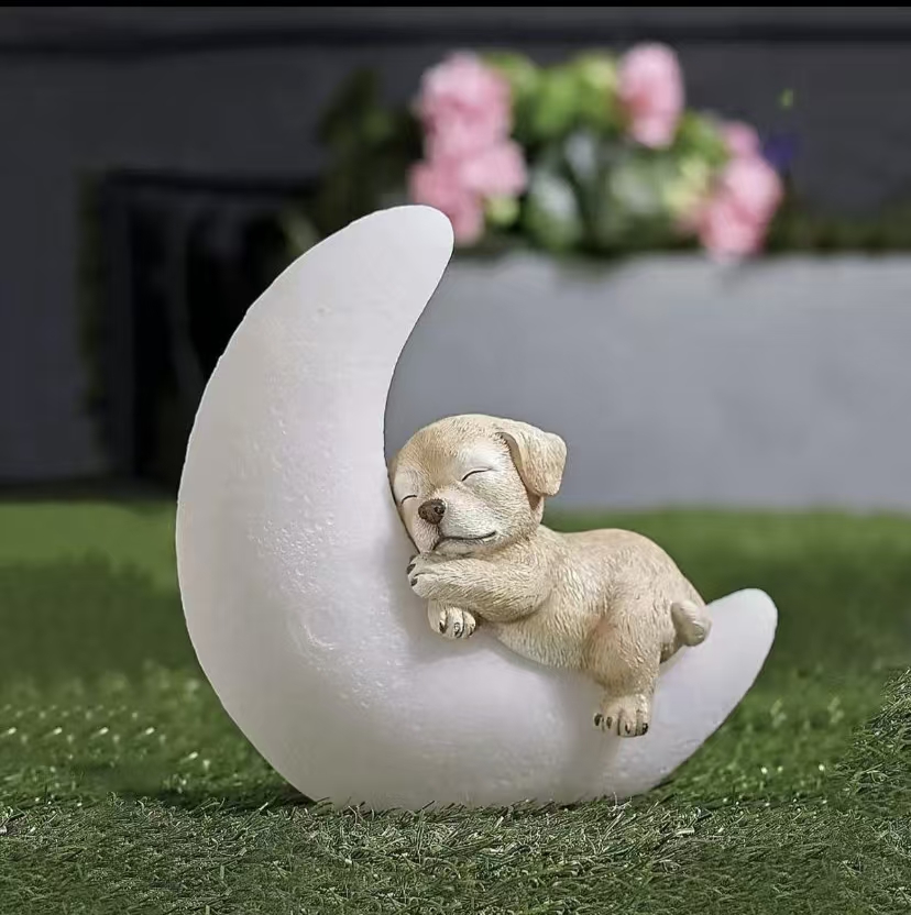 LED Solar Halbmond mit Hund – 19,5x6x19cm