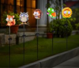 LED Solar Gartenstecker 5 Designs sortiert – Höhe ca. 75cm